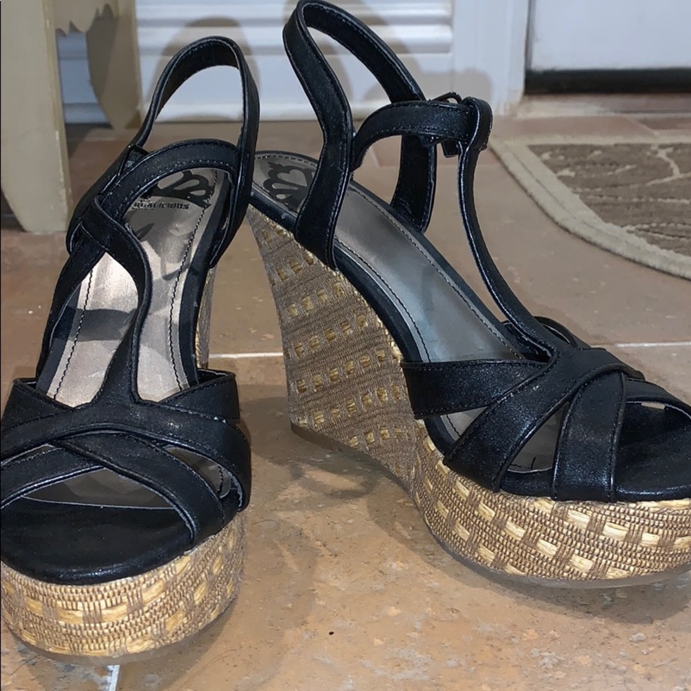 Black Strappy Wedges